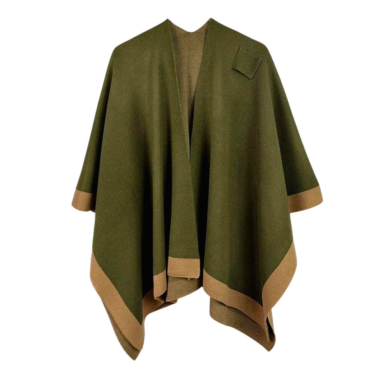 Ruana Shawl Poly Olive Shoulder Wrap for Women