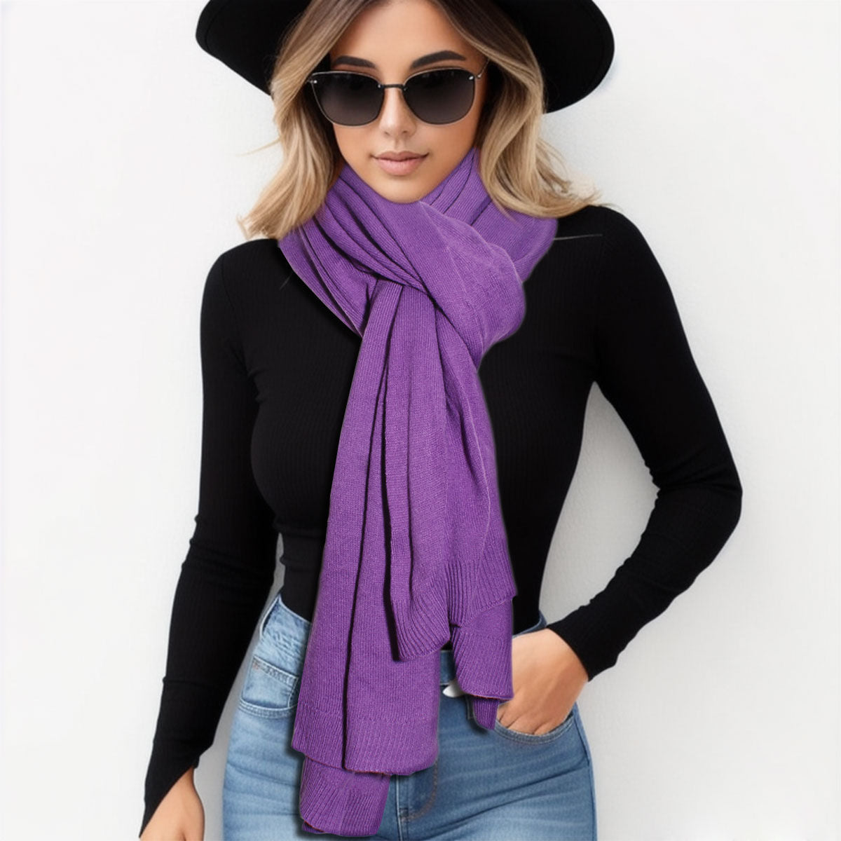 Scarf Poncho Purple 4 Style Wrap for Women