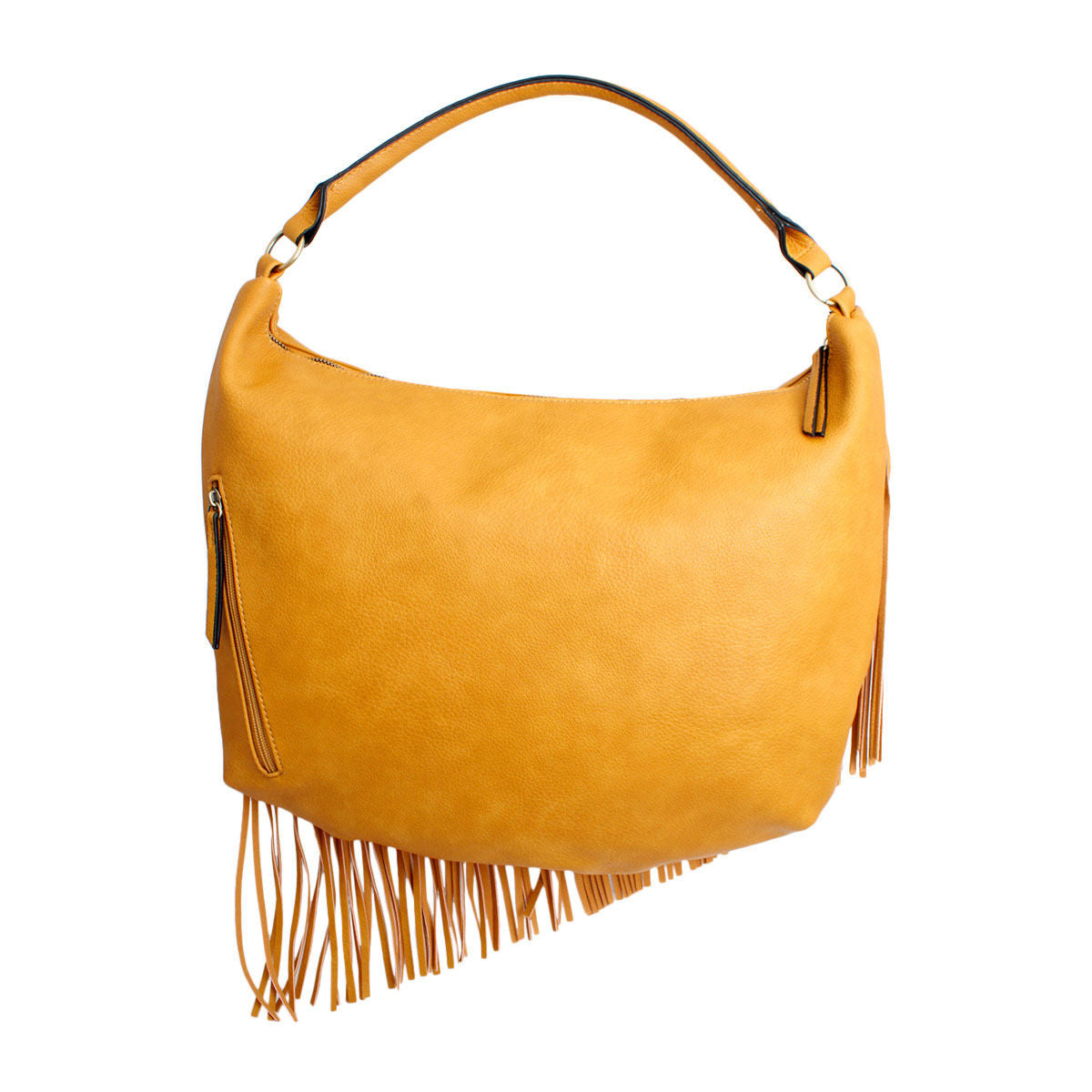 Purse Mustard Diagonal Fringe Hobo Bag for Women