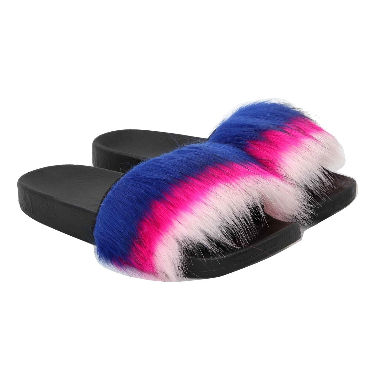 Size 9 Fur Blue Gradient Slides