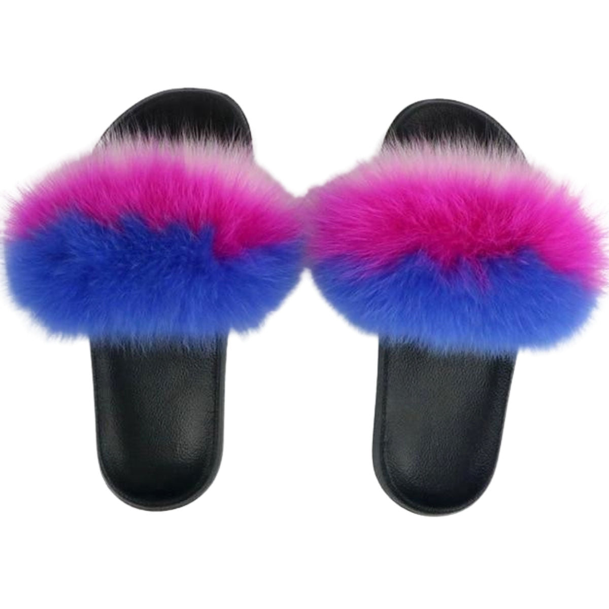 Size 9 Fur Blue Gradient Slides