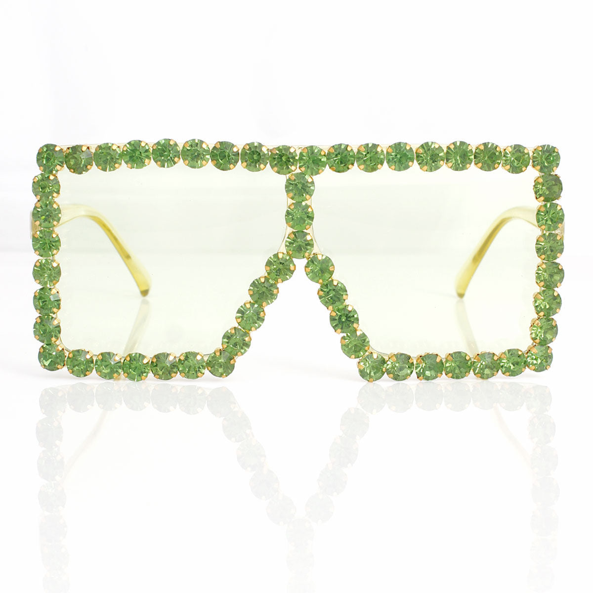 Sunglasses Diamond Green Square Glasses for Women