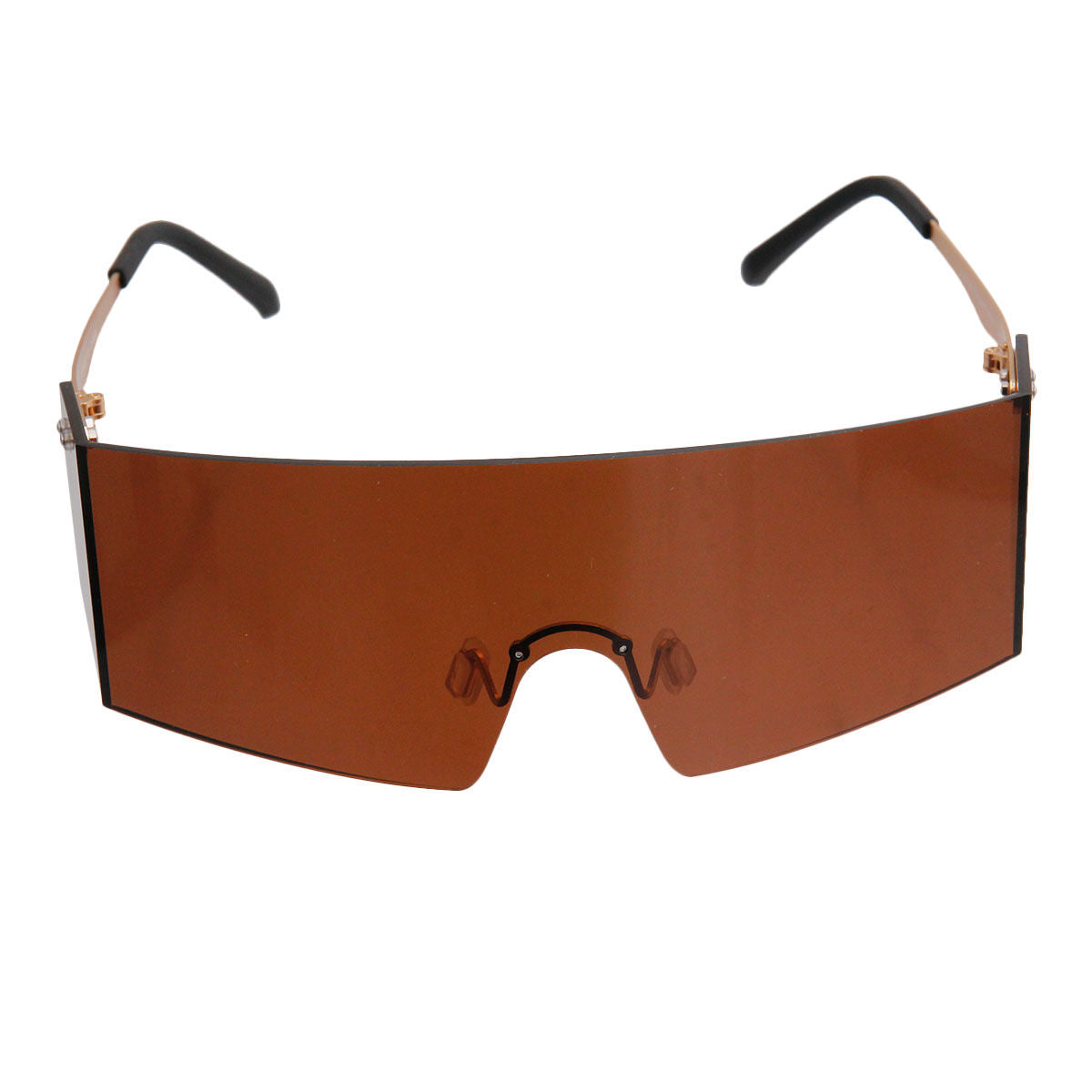 Brown Rimless Square Visor Sunglasses