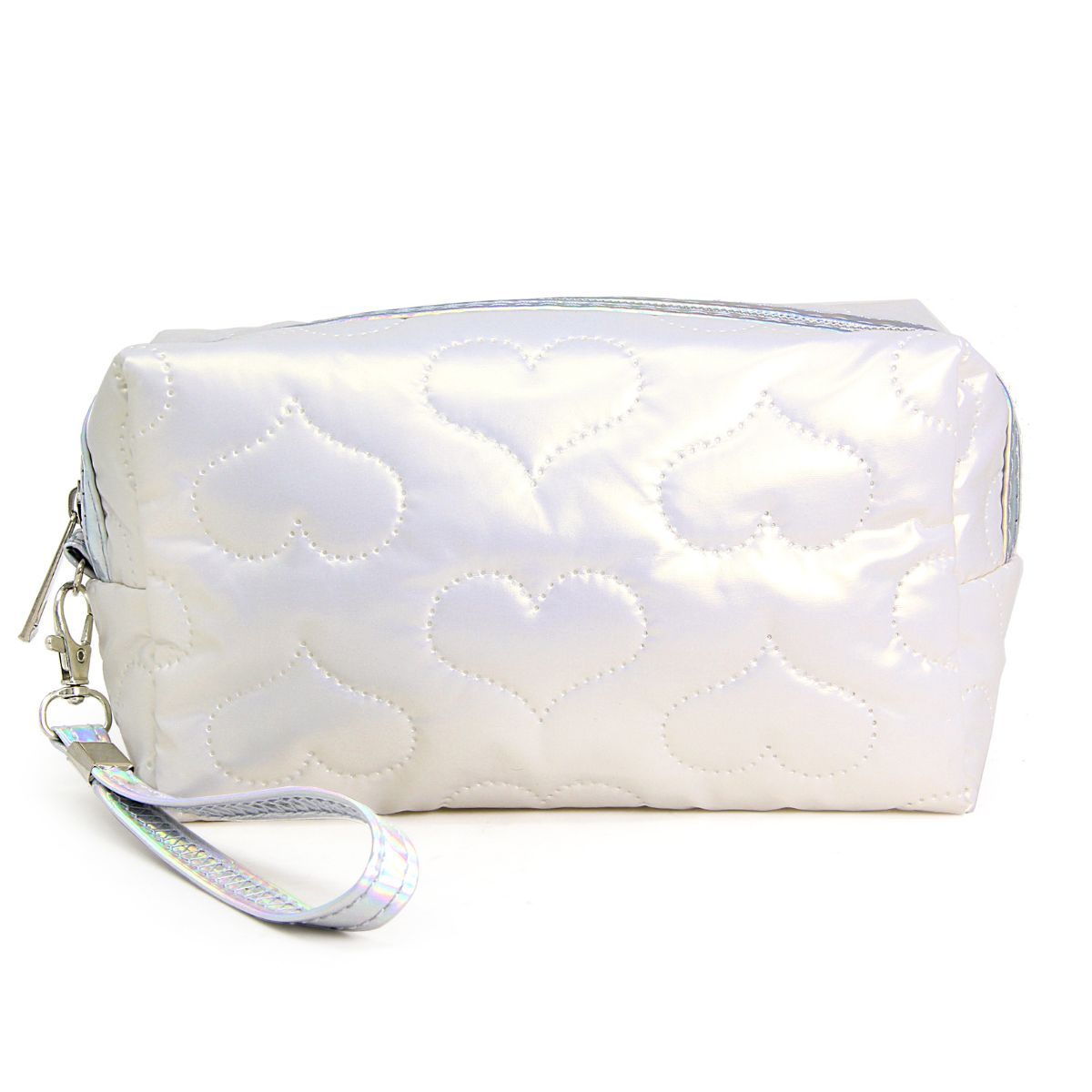 White Heart Puffer Pouch