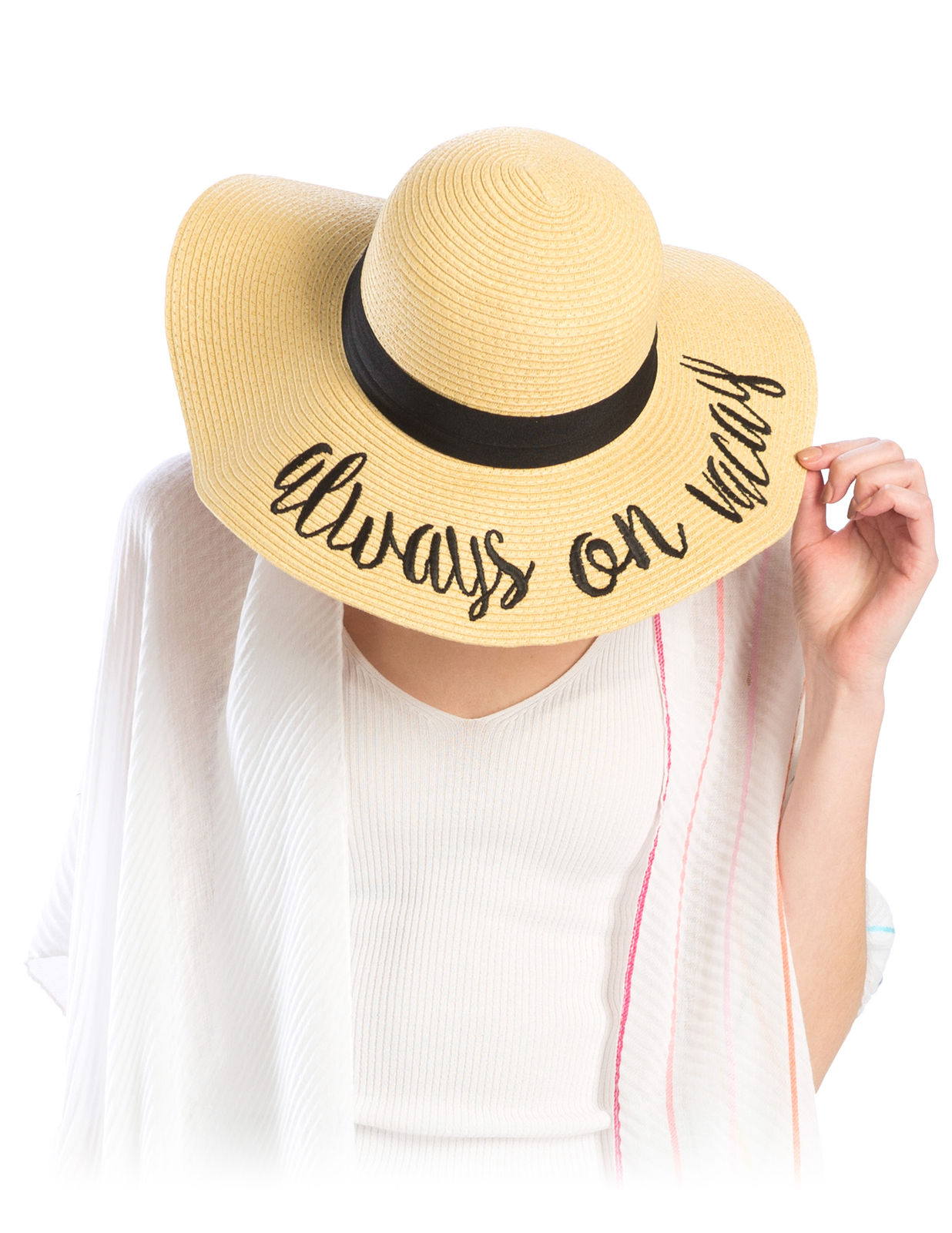 Always on Vacay Beige Floppy Hat