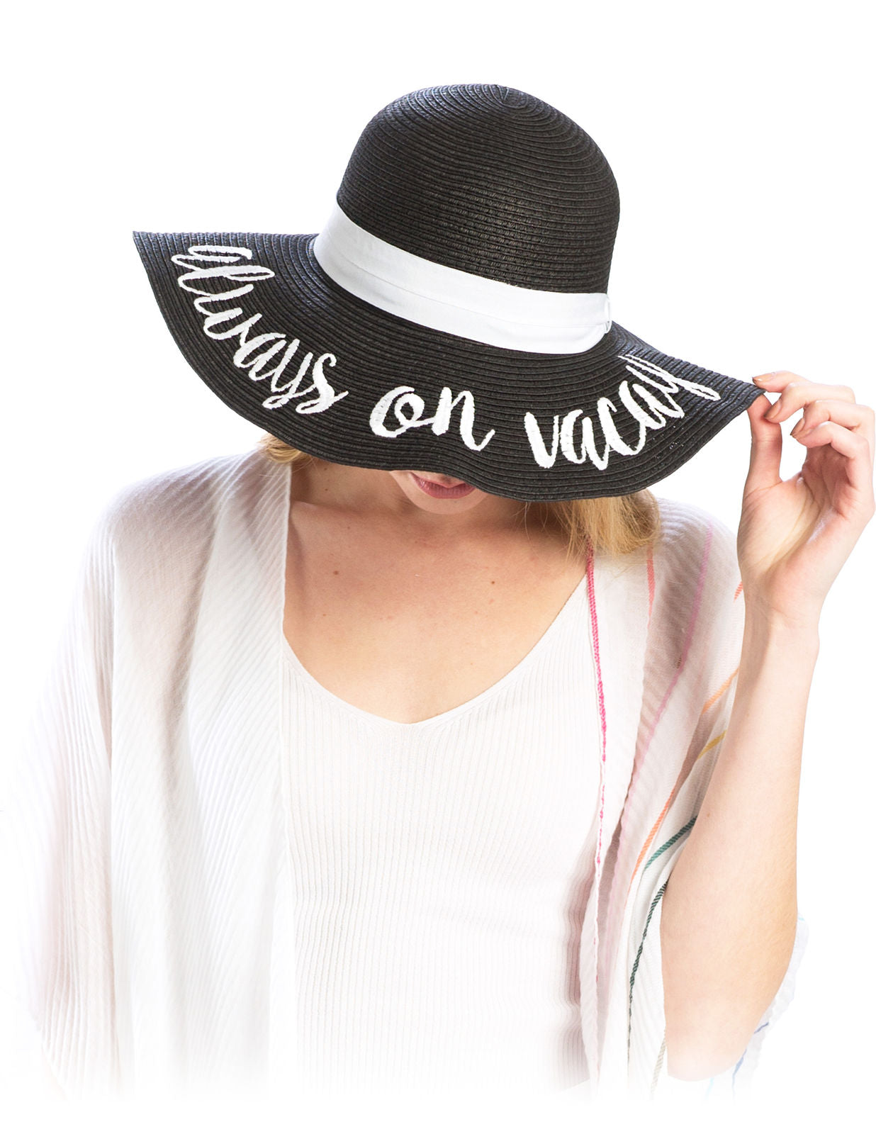 Always on Vacay Black Floppy Hat