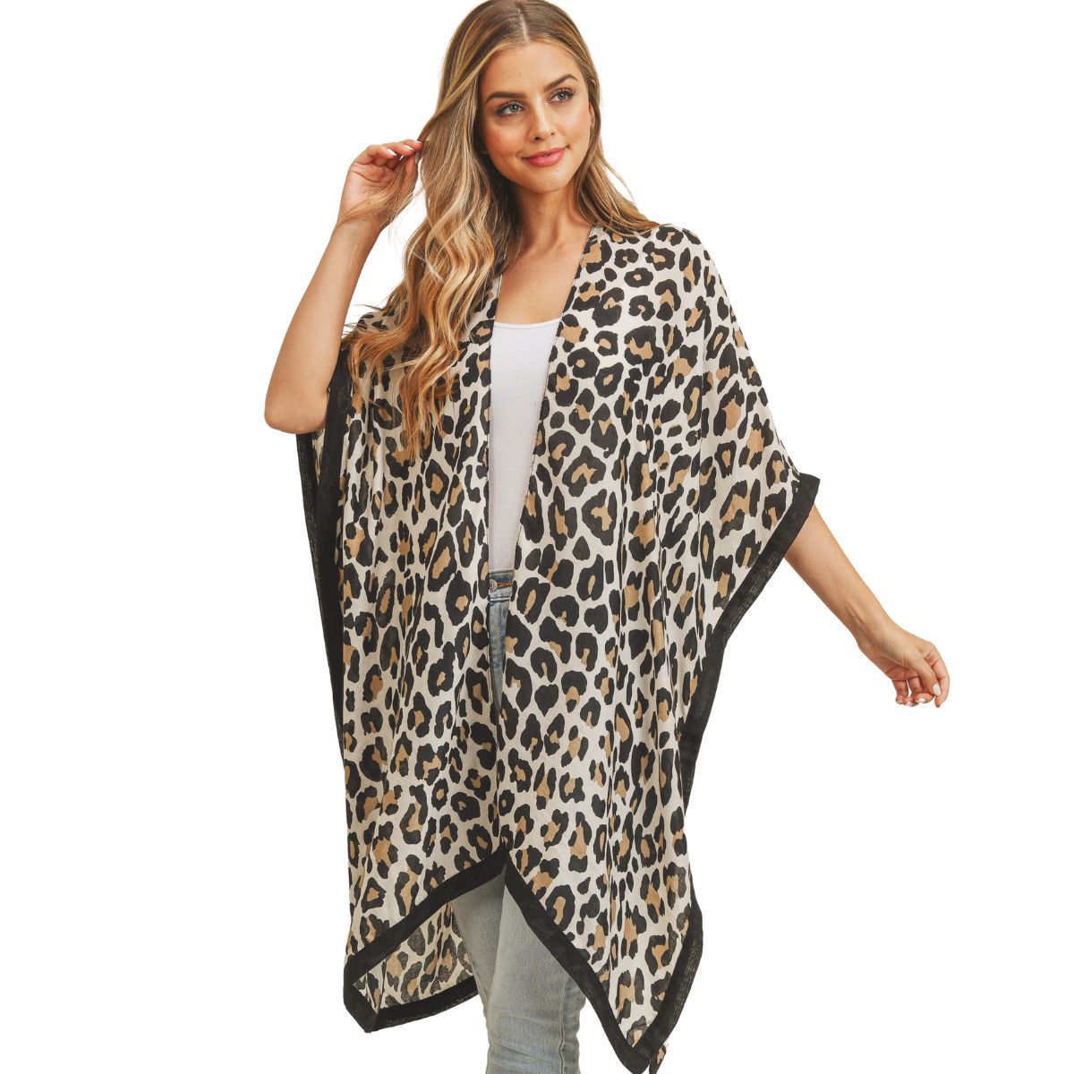 Beige Leopard Lightweight Kimono