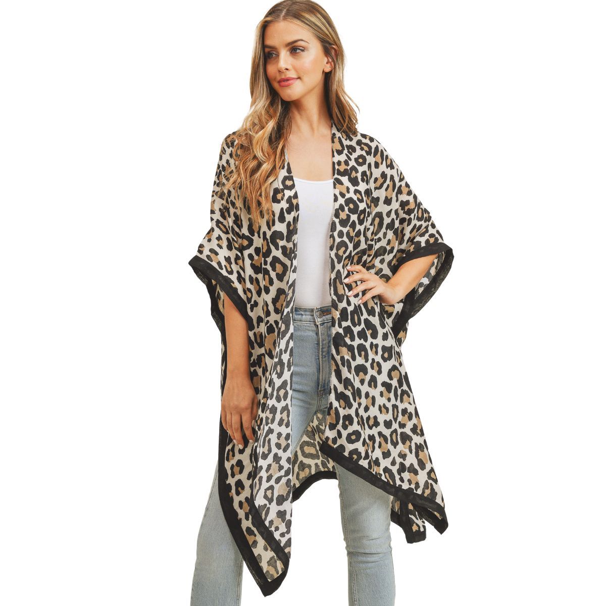 Beige Leopard Lightweight Kimono