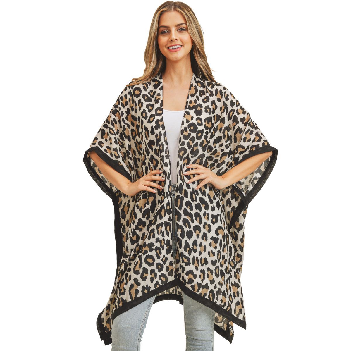 Beige Leopard Lightweight Kimono