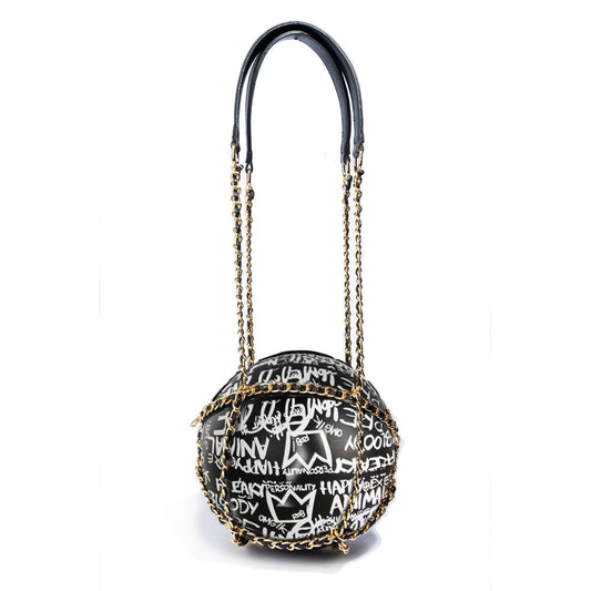 Black and White Graffiti Basketball Bag