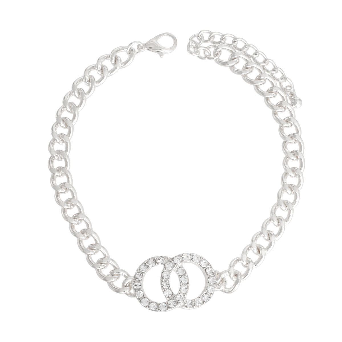 Silver Linked Ring Stone Anklet