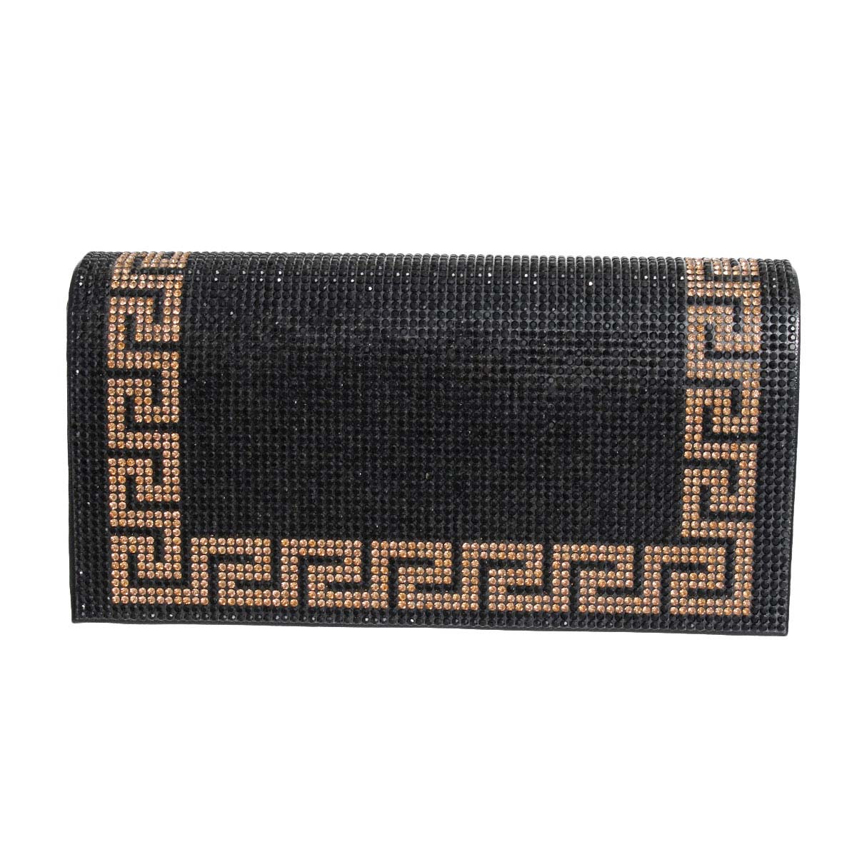 Black Greek Key Flap Clutch