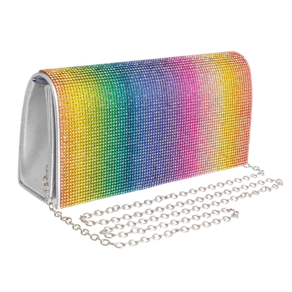 Silver Rainbow Flap Clutch