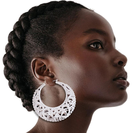 Round Silver Filigree Hoops