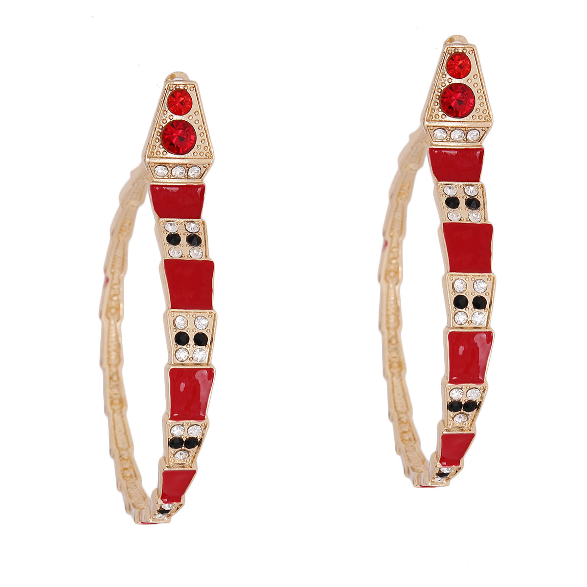 Luxury Red 3D Snake Wrap Hoops