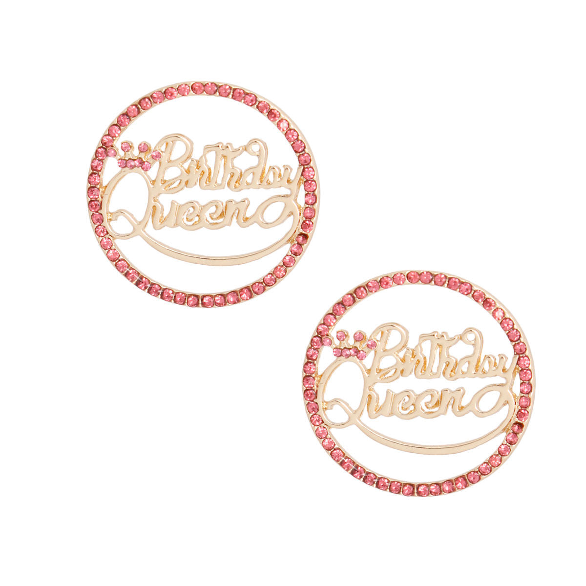 Pink Birthday Queen Studs