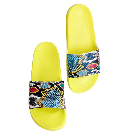 Size 7 Yellow Snake Print Slides