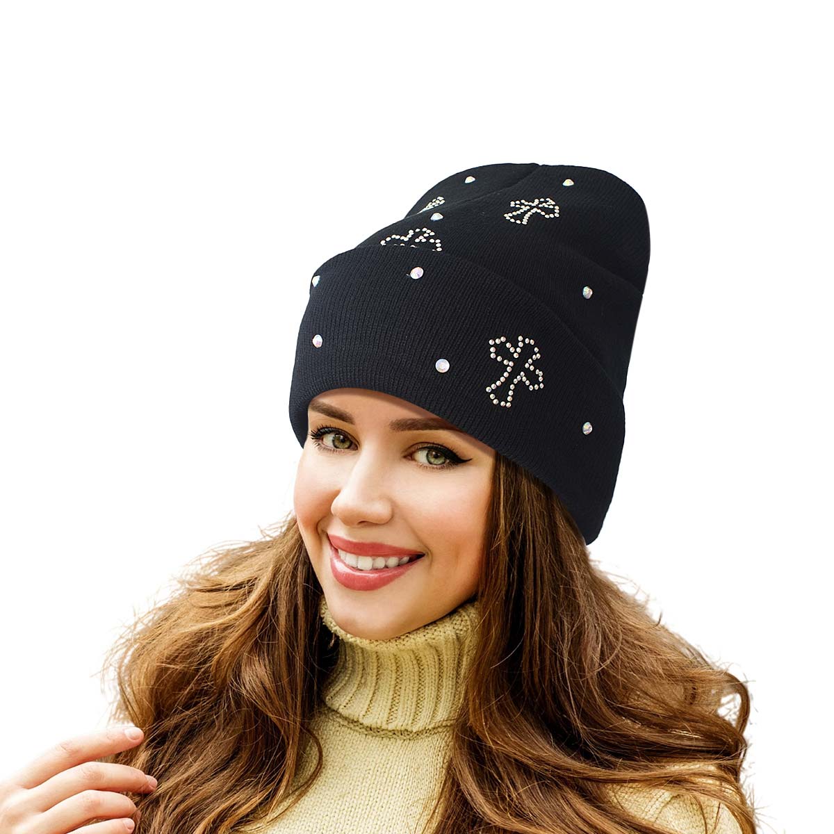 Black Bling Cross Beanie