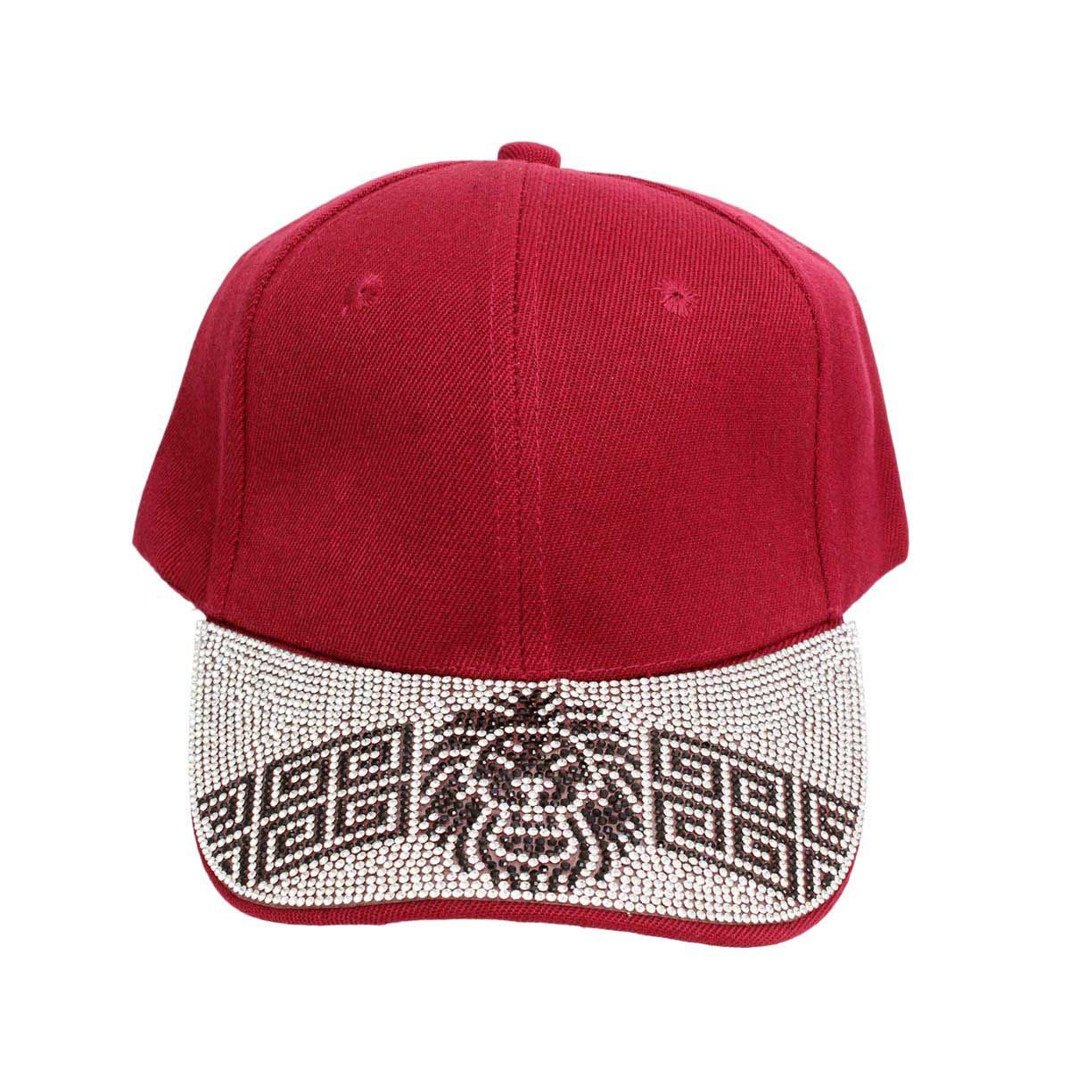 Hat Burgundy Lion Greek Bling Baseball Cap Women