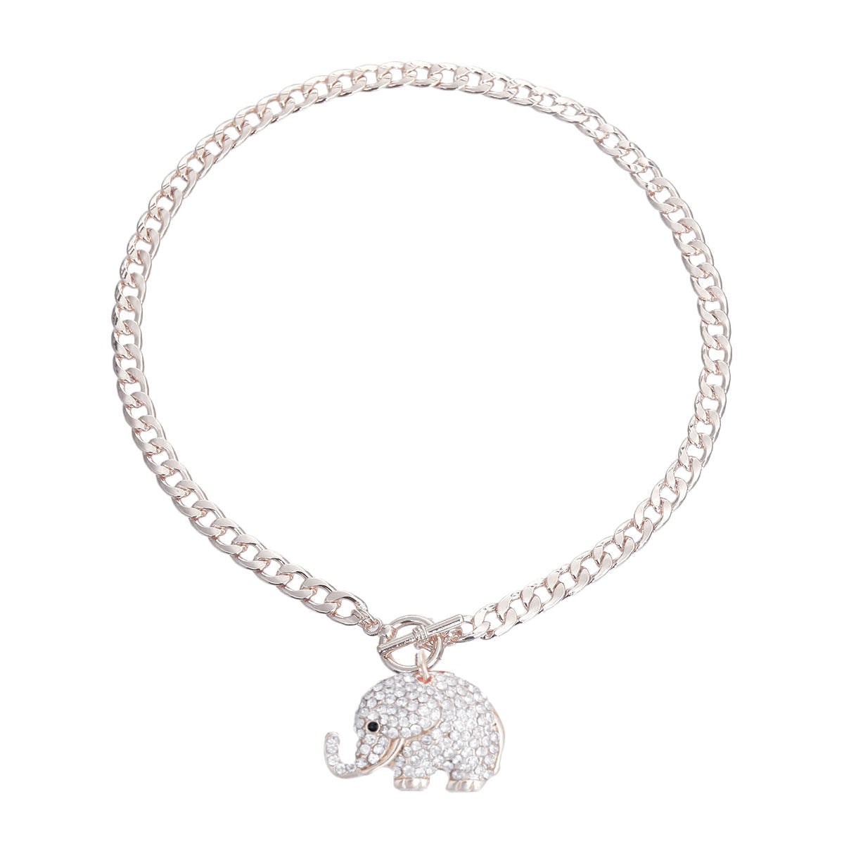 Silver Rhinestone Elephant Toggle