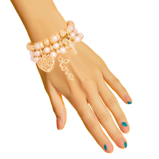 3 Strand Cream Love Bracelets