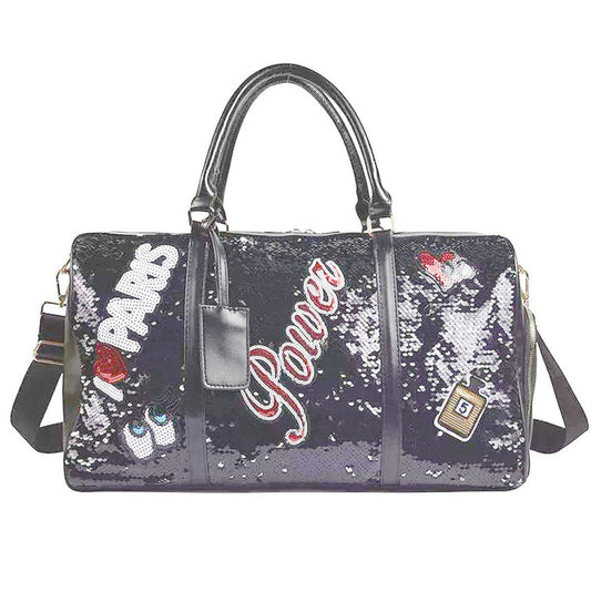 Black Sequin Power Duffel Bag