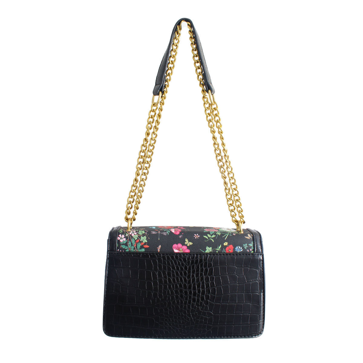 Black Floral Designer Square Satchel