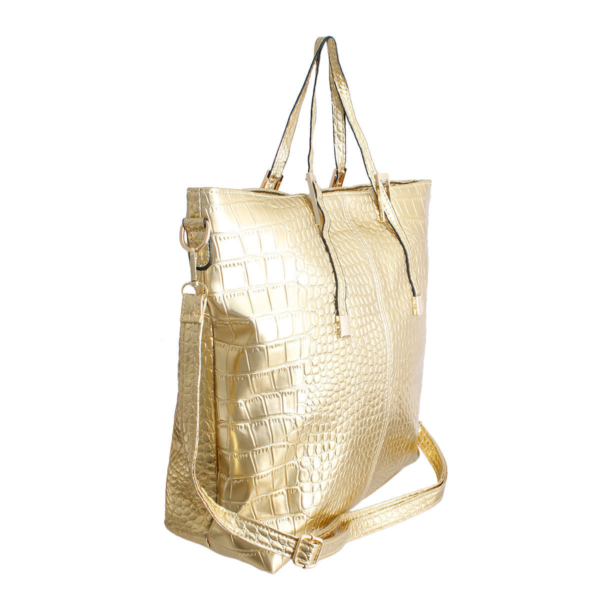 Shiny Gold Croc 3 Pcs Bag Set