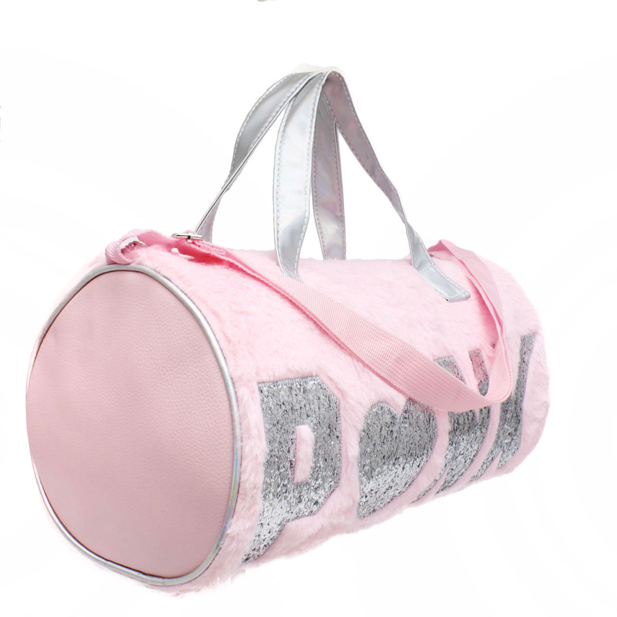 Pink Fur Glitter Duffel Bag