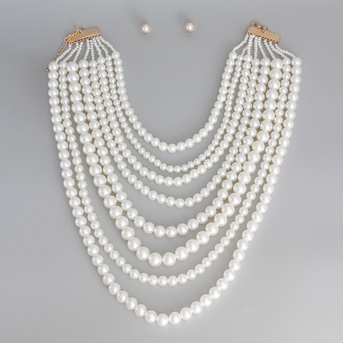 8 Strand Long Cream Necklace