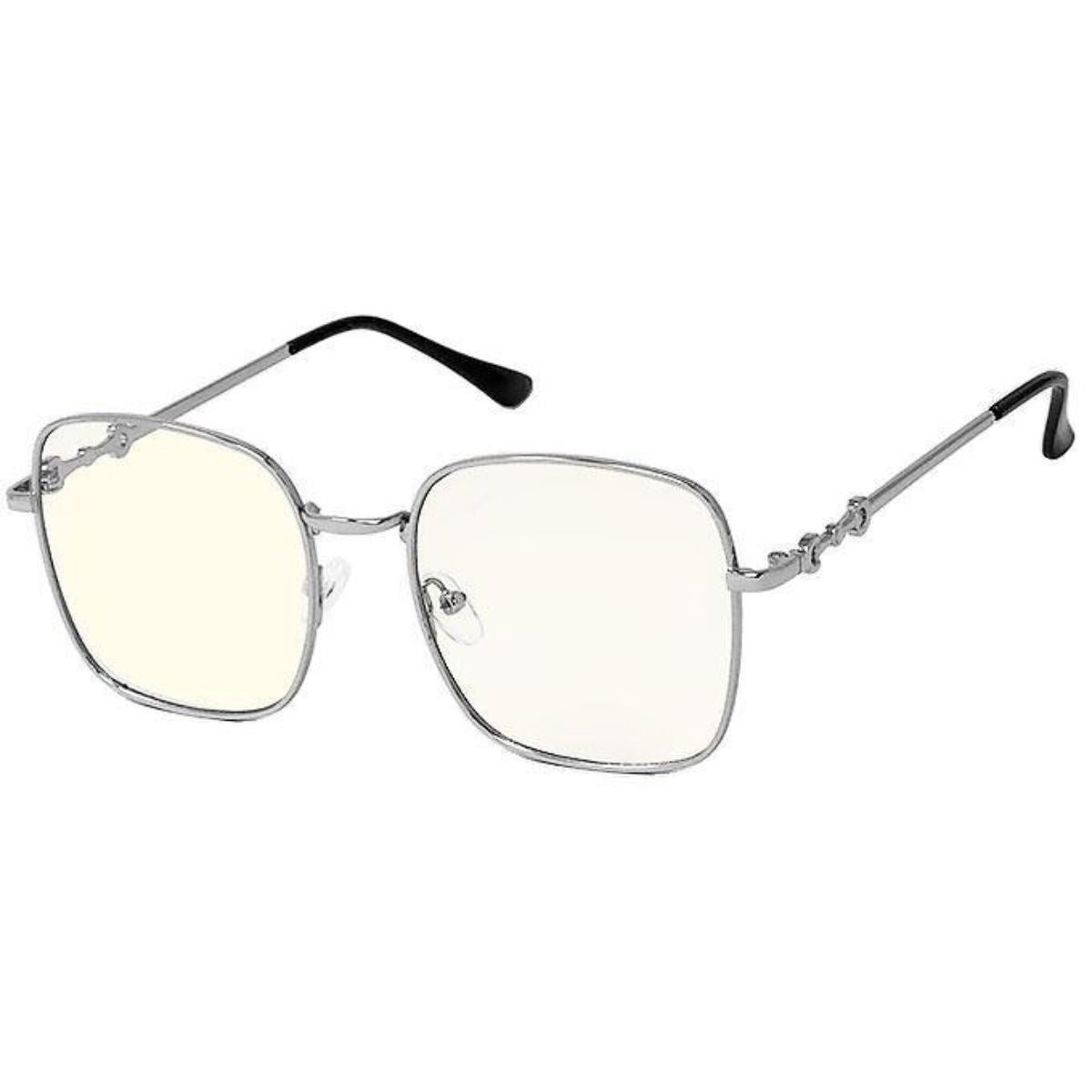 Silver Blue Light Square Glasses