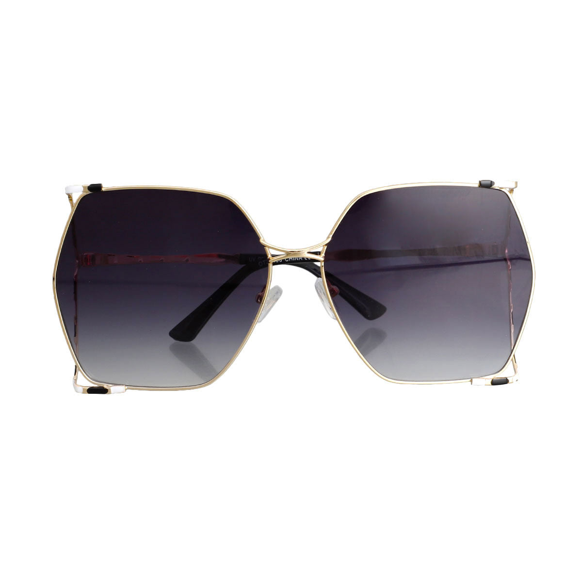 Black Square Striped Arm Sunglasses