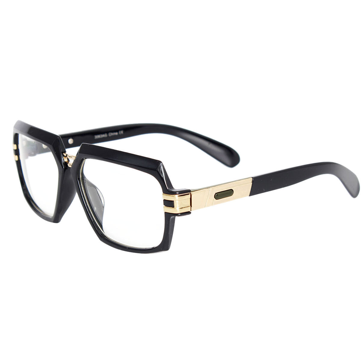 Retro Black Gold Clear Glasses