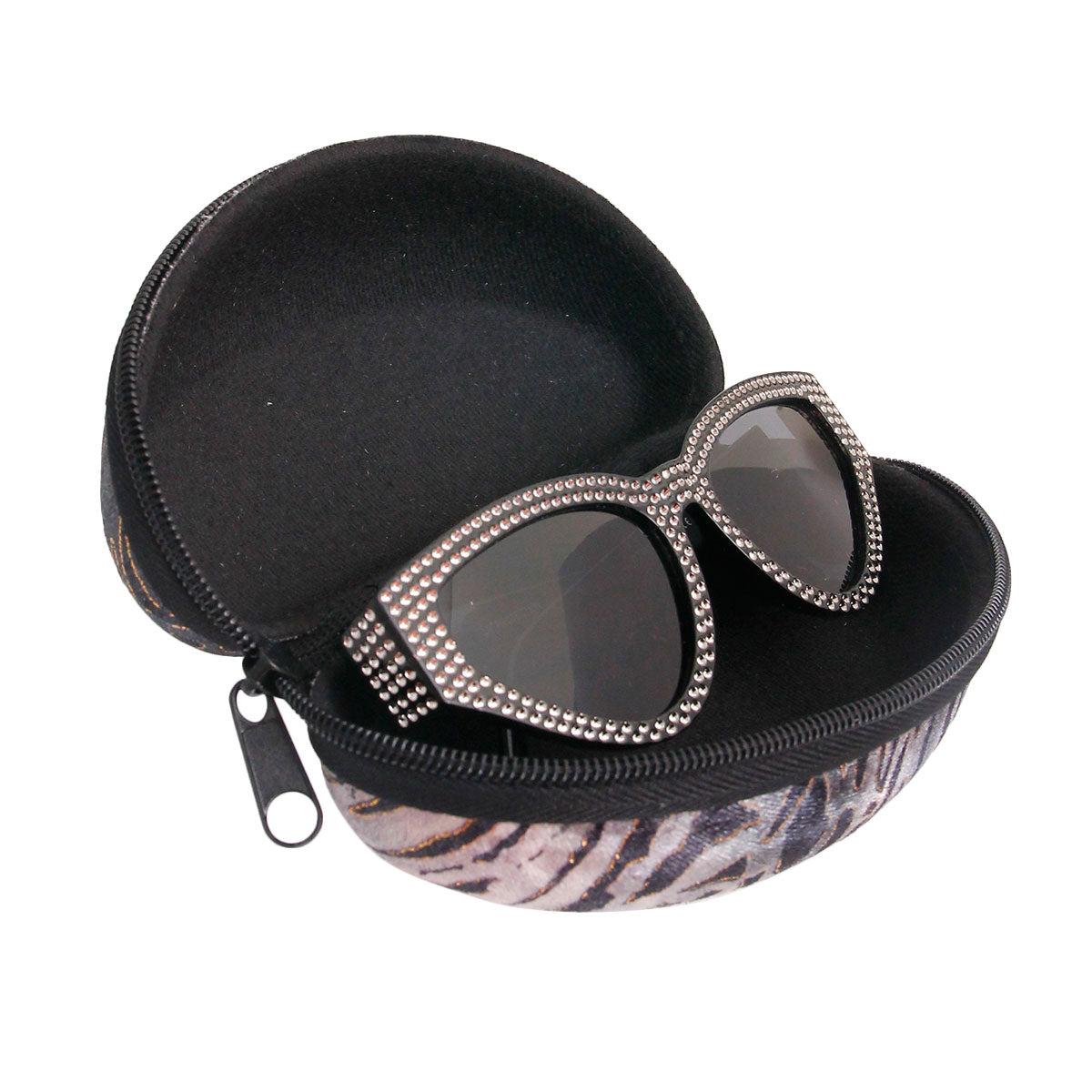 Gray Tiger Stripe Fur Sunglass Case