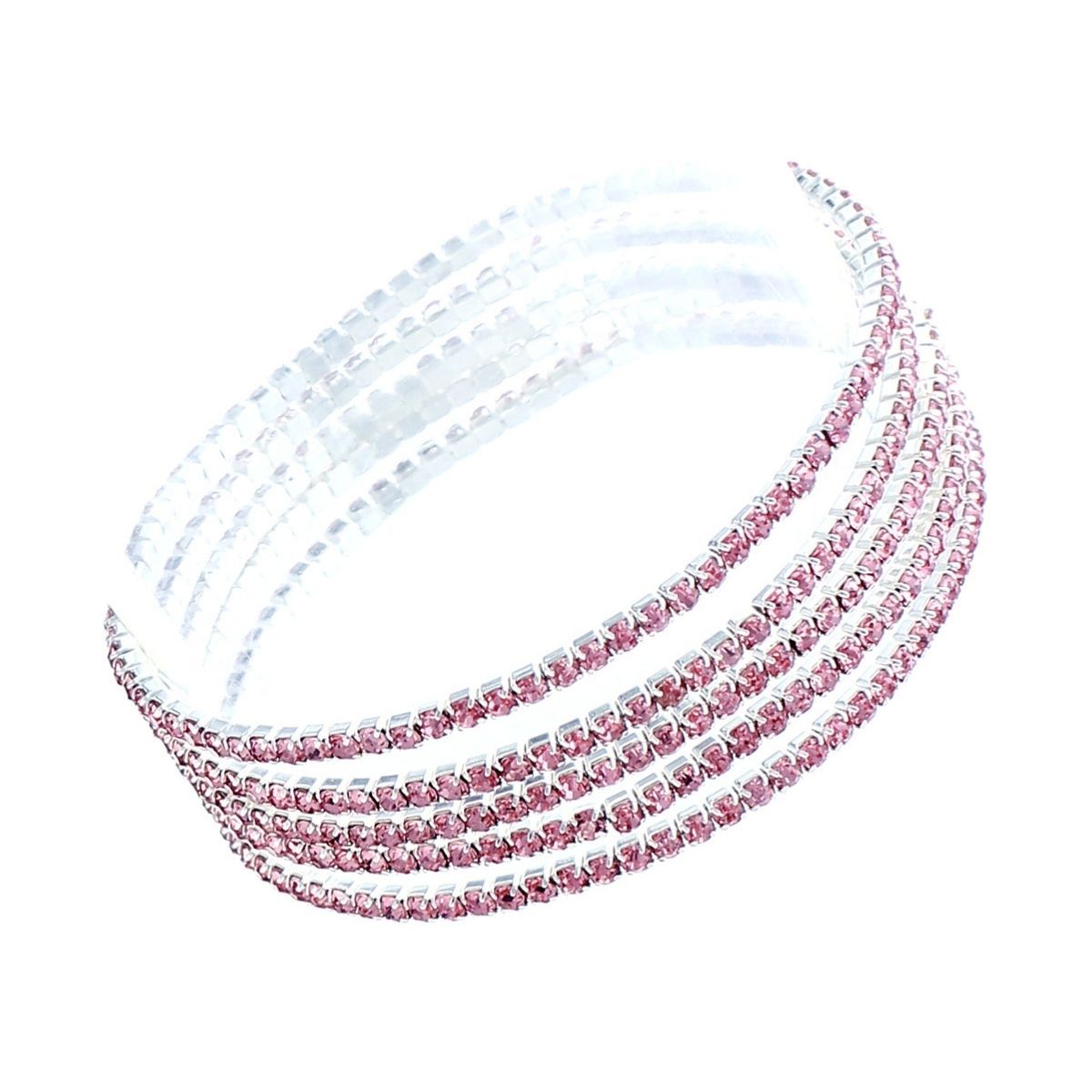 5 Strand Pink and Silver Bracelets