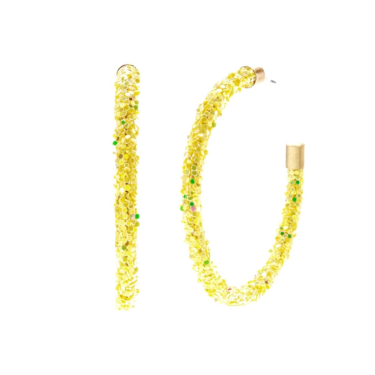 Yellow Glitter 55mm Hoops