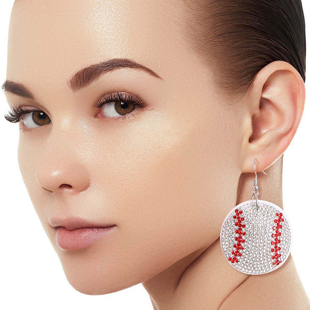 White Baseball Padded Earrings