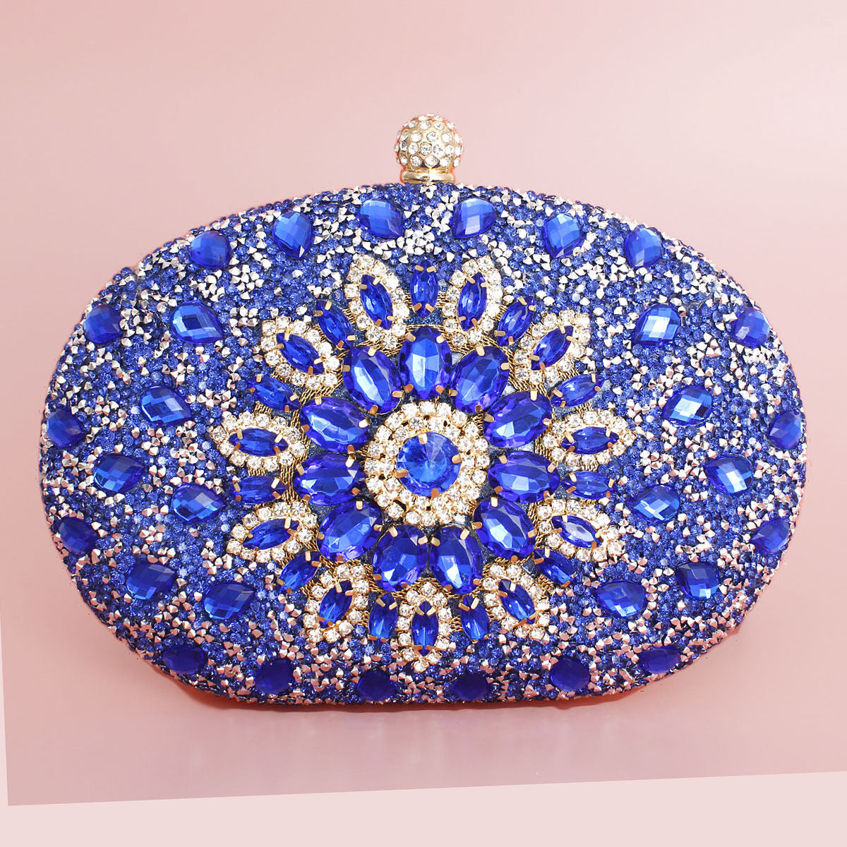 Clutch Blue Crystal Hard Case Bag for Women