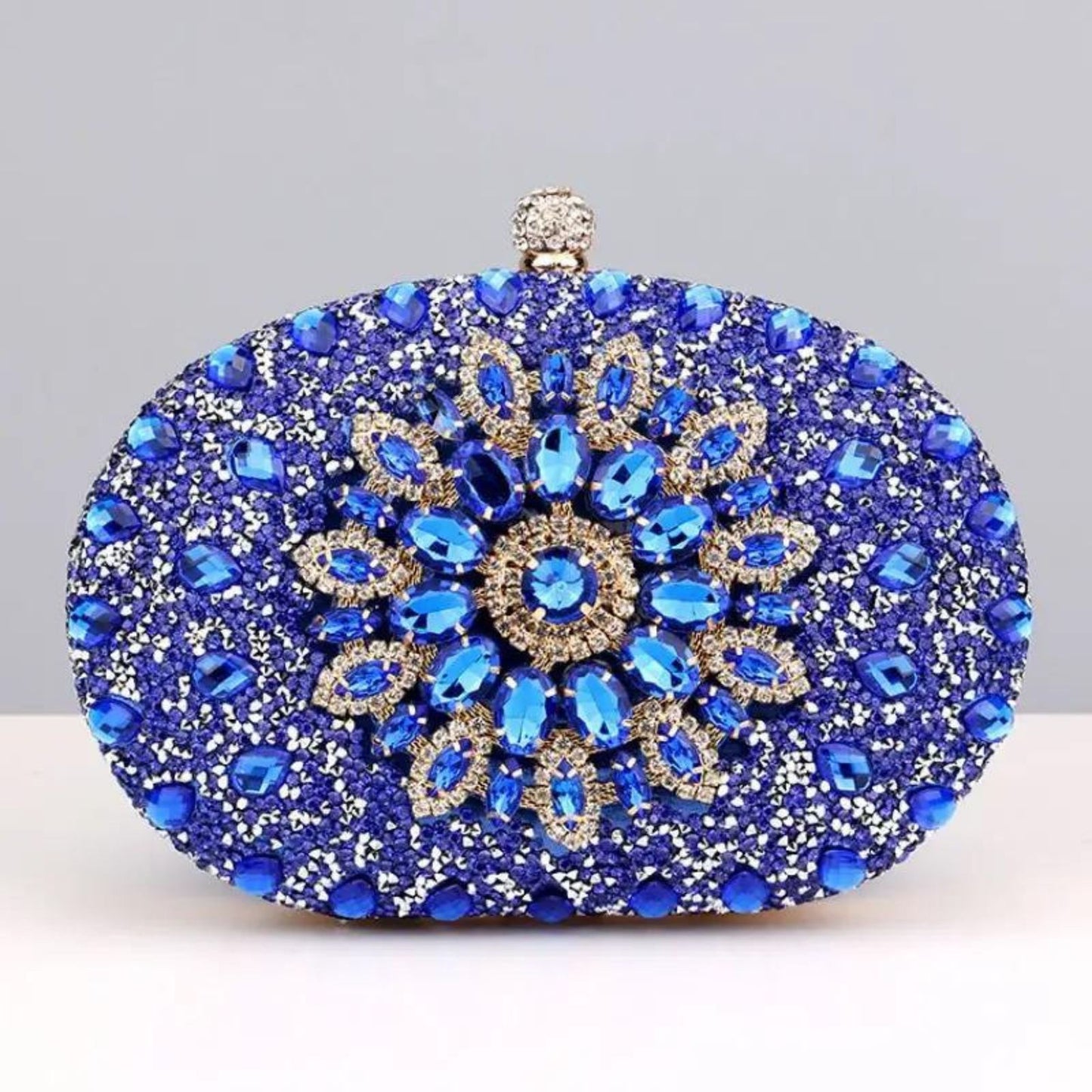 Clutch Blue Crystal Hard Case Bag for Women