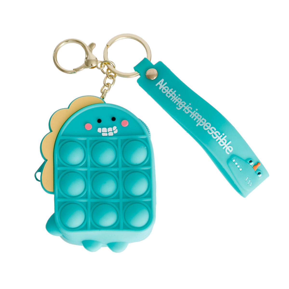 Aqua Dino Bubble Pop Keychain