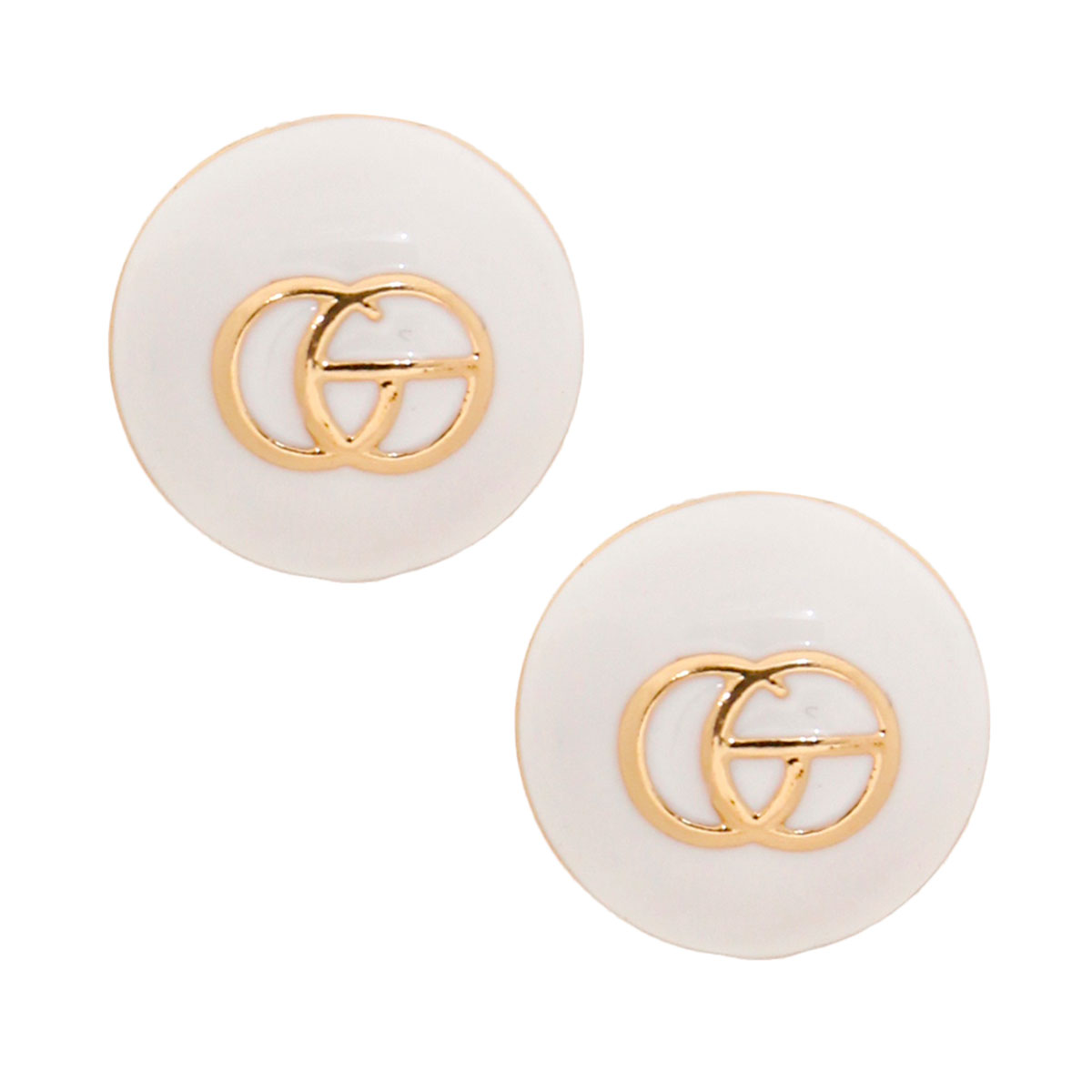 White and Gold Dome Designer Studs