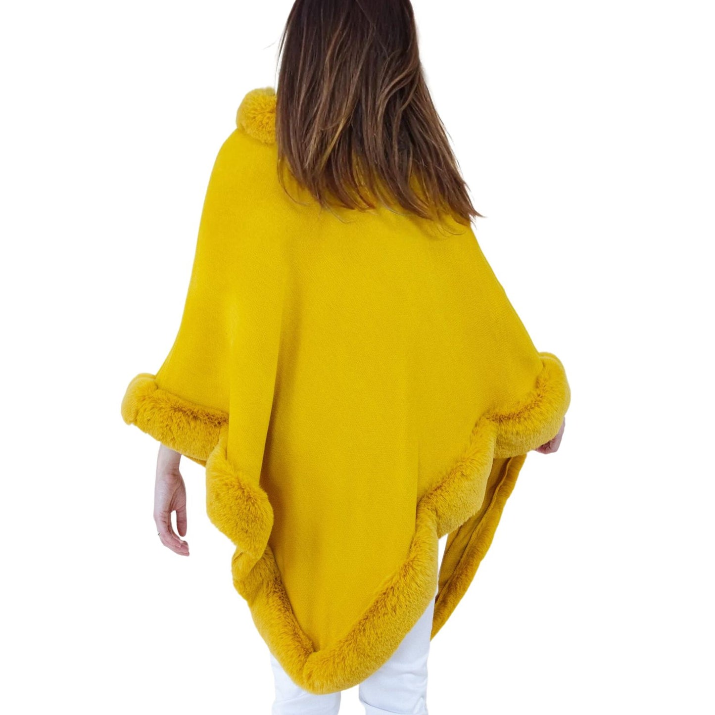 Poncho Gold Fur Trim for Women