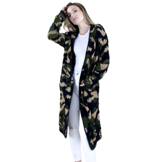 S/M Camo Long Sleeve Cardigan