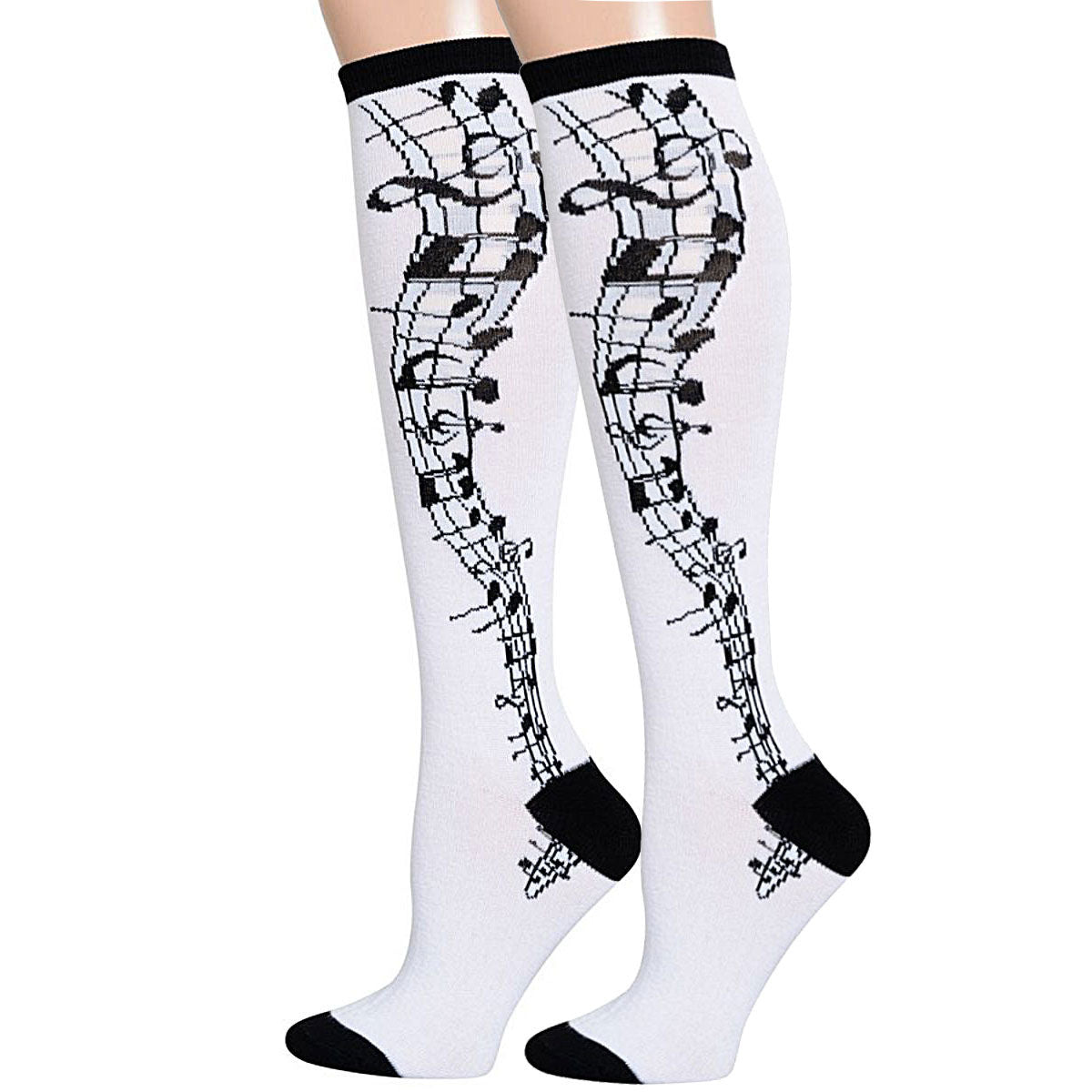 White Musical Knee High Socks