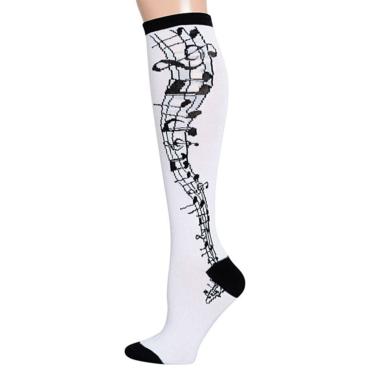 White Musical Knee High Socks