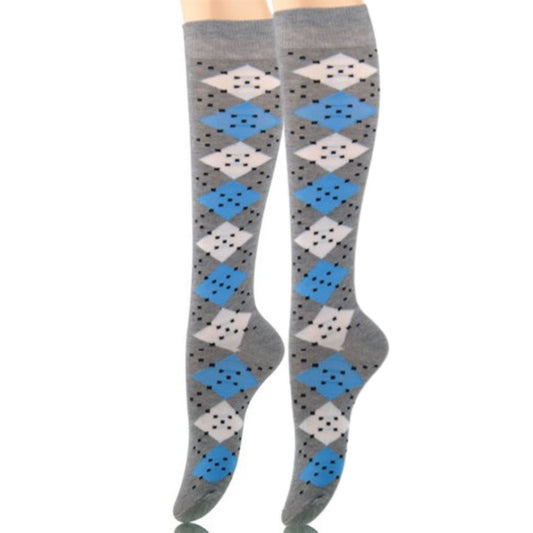 Socks Knee High Gray Diamond for Women