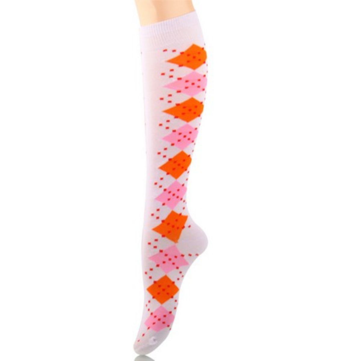 Socks Knee High White Diamond for Women