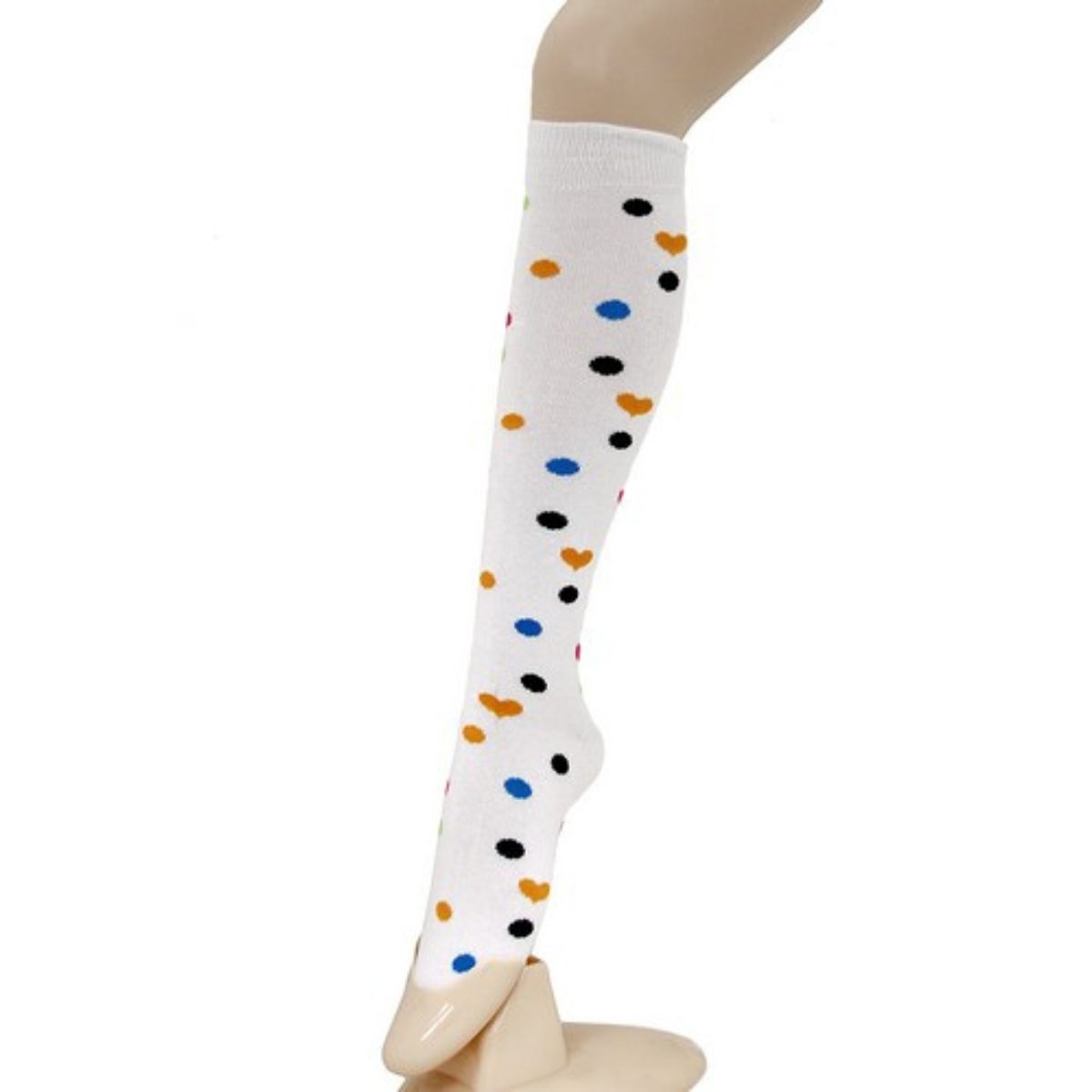 White Hearts and Spots Knee Socks