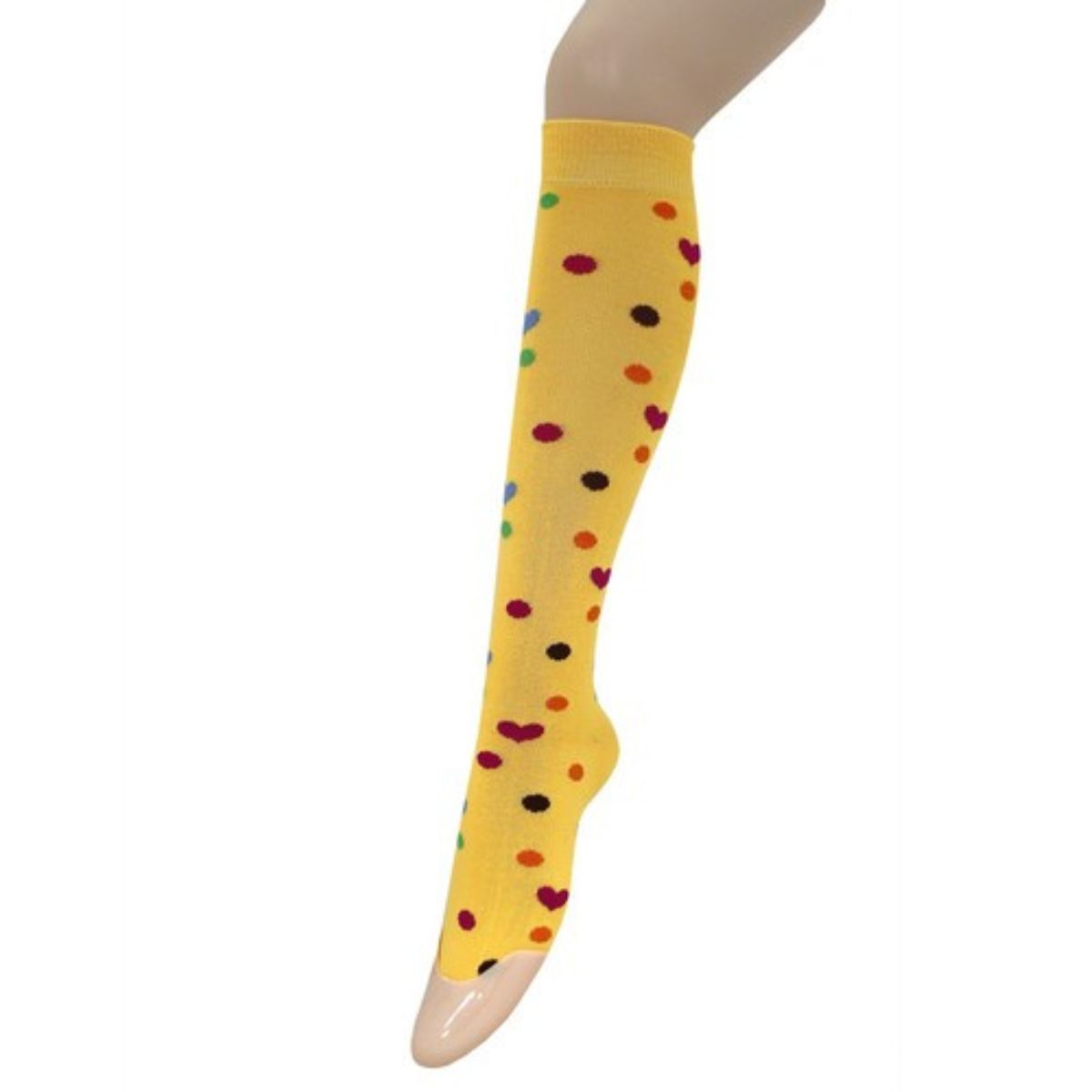 Yellow Hearts and Spots Knee Socks