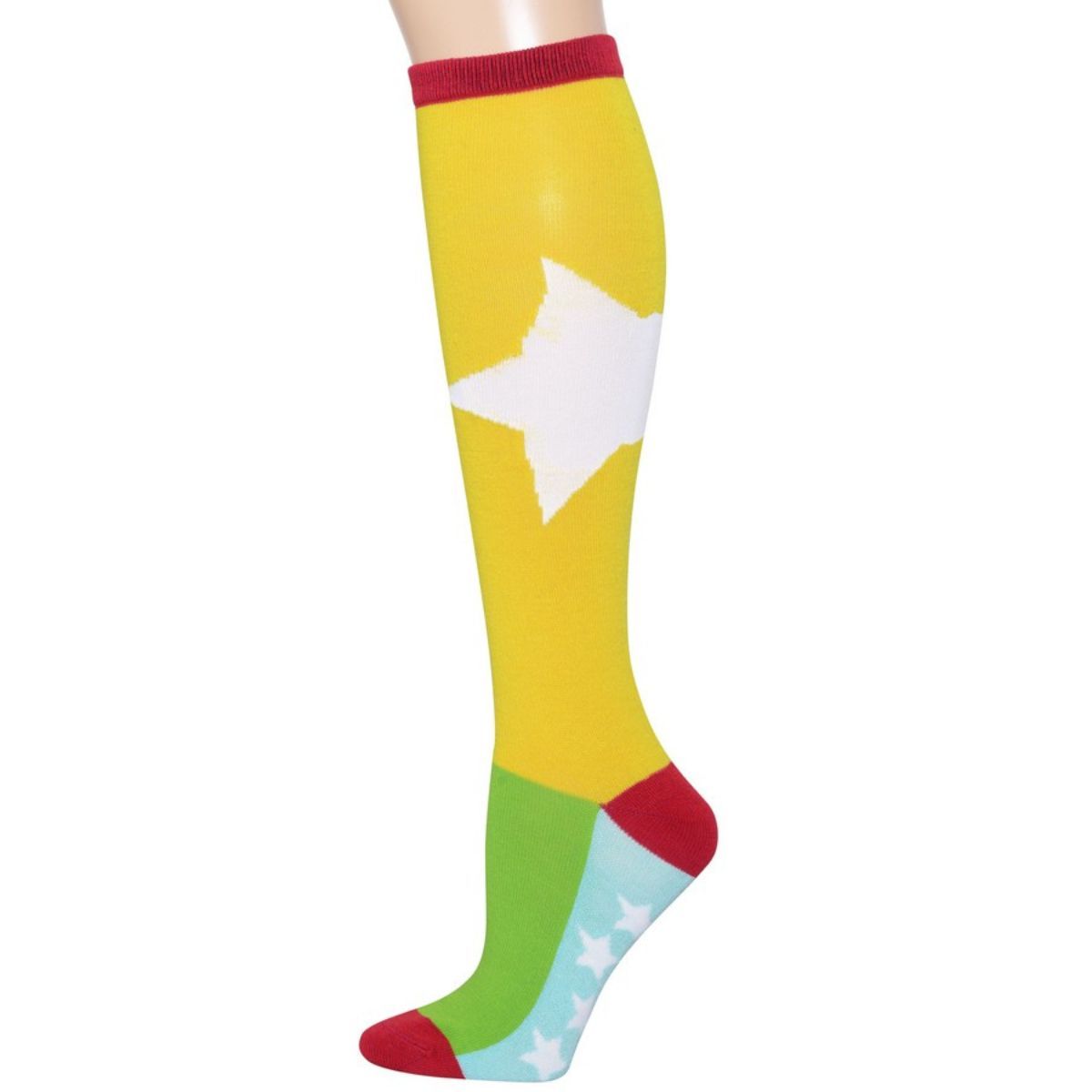 Yellow Color Block Star Knee Socks